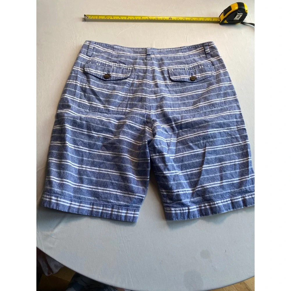 J. Crew Mens Blue White Striped Linen Cotton Blend Shorts Size 34 Style 53540